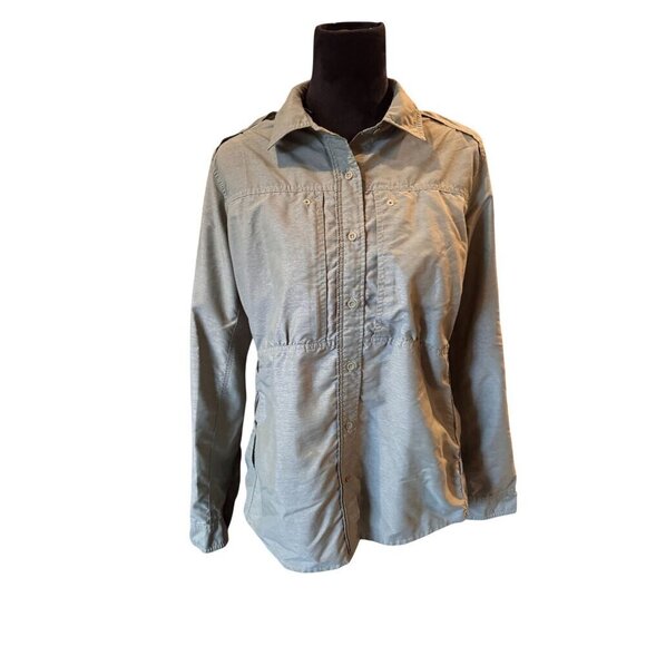 The North Face Green Lightweight Long Sleeve Button-Up Shirt Women's Size XL - Picture 1 of 10